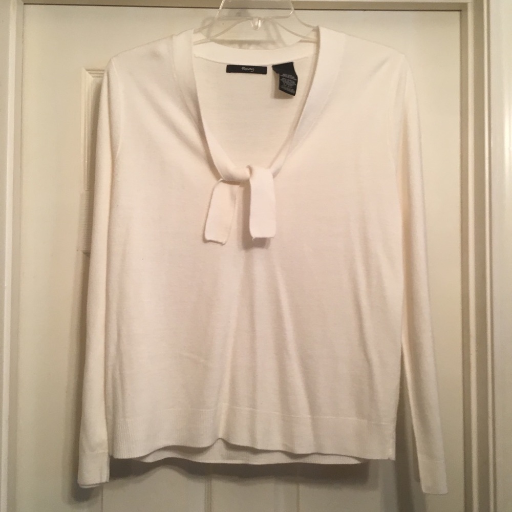 XXL White Sweater Blouse with Tie from Raisey